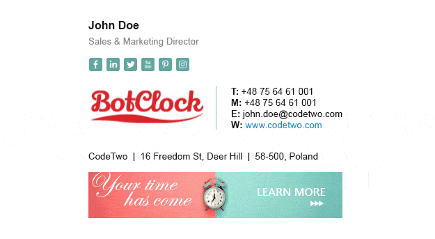 BotClock Email Signature with Animated Logo