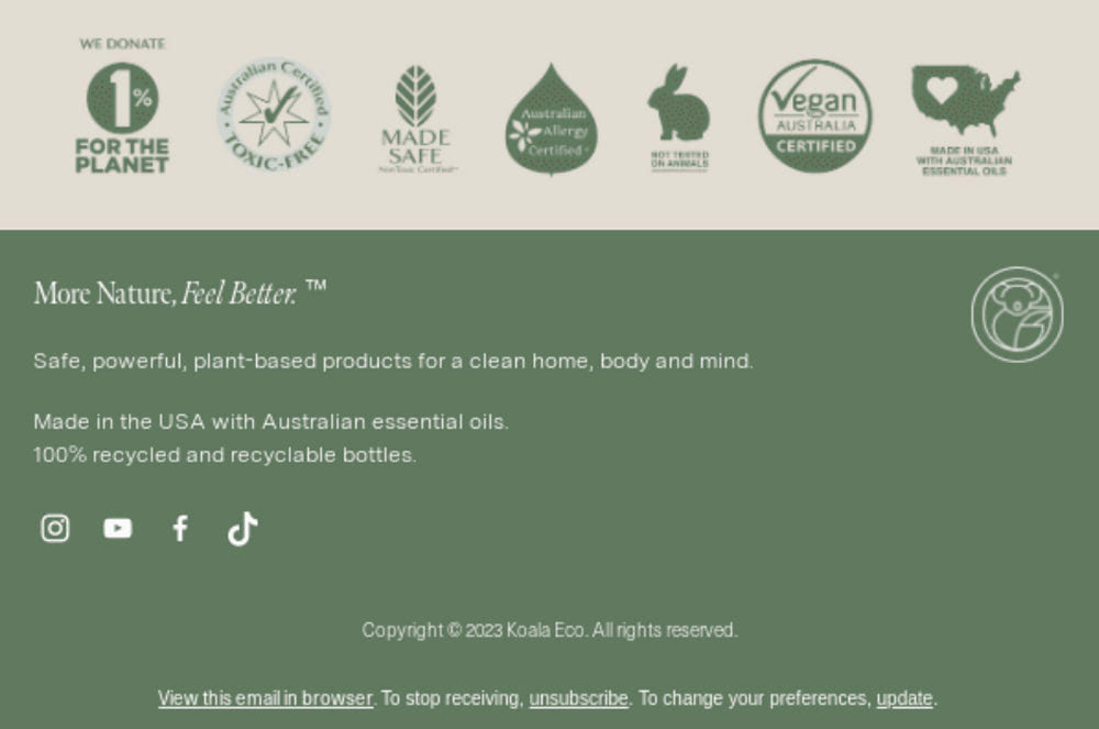 Email from Koala Eco