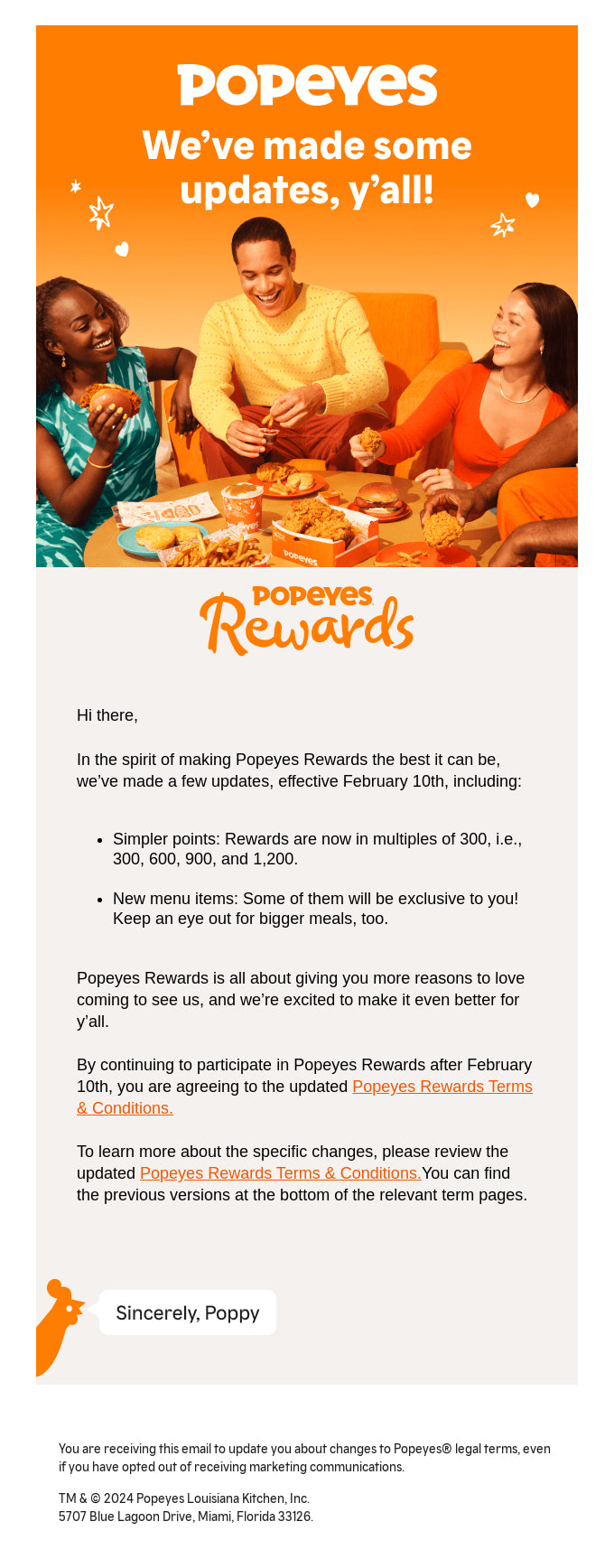 Loyalty program by Popeyes