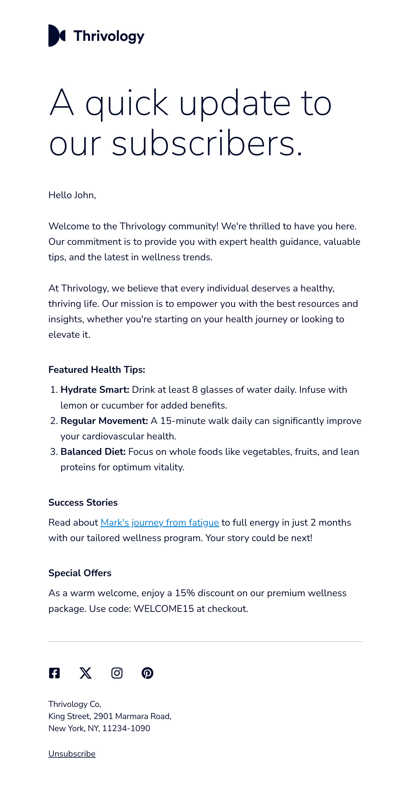 Quick update email from Postcards