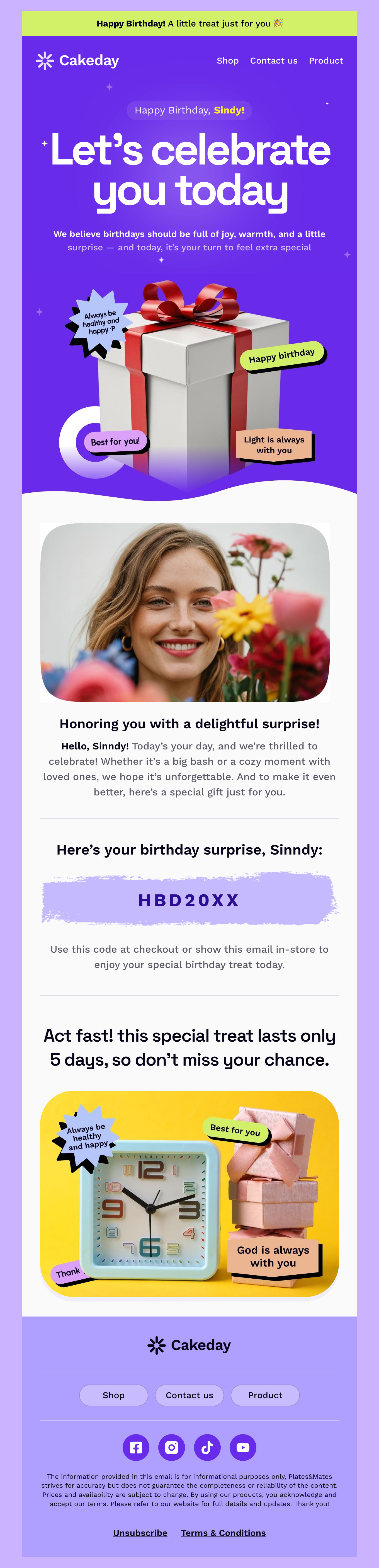 Cakeday - Birthday Surprise Email Template