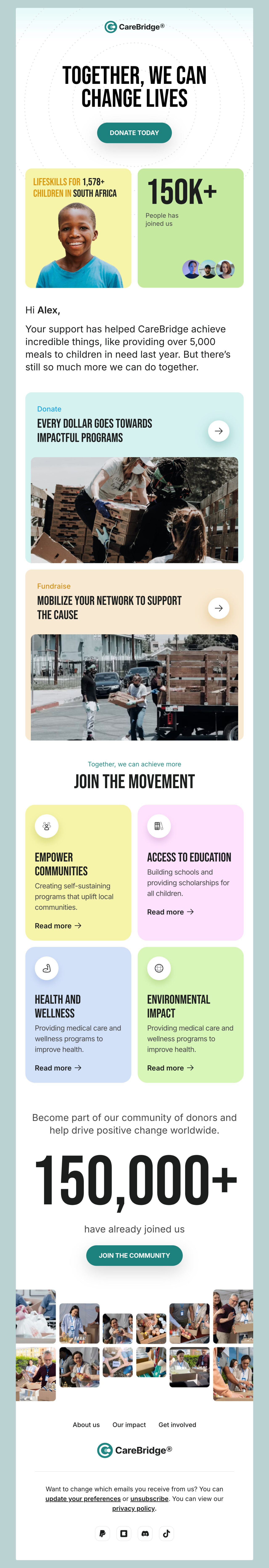 CareBridge's email newsletter template example