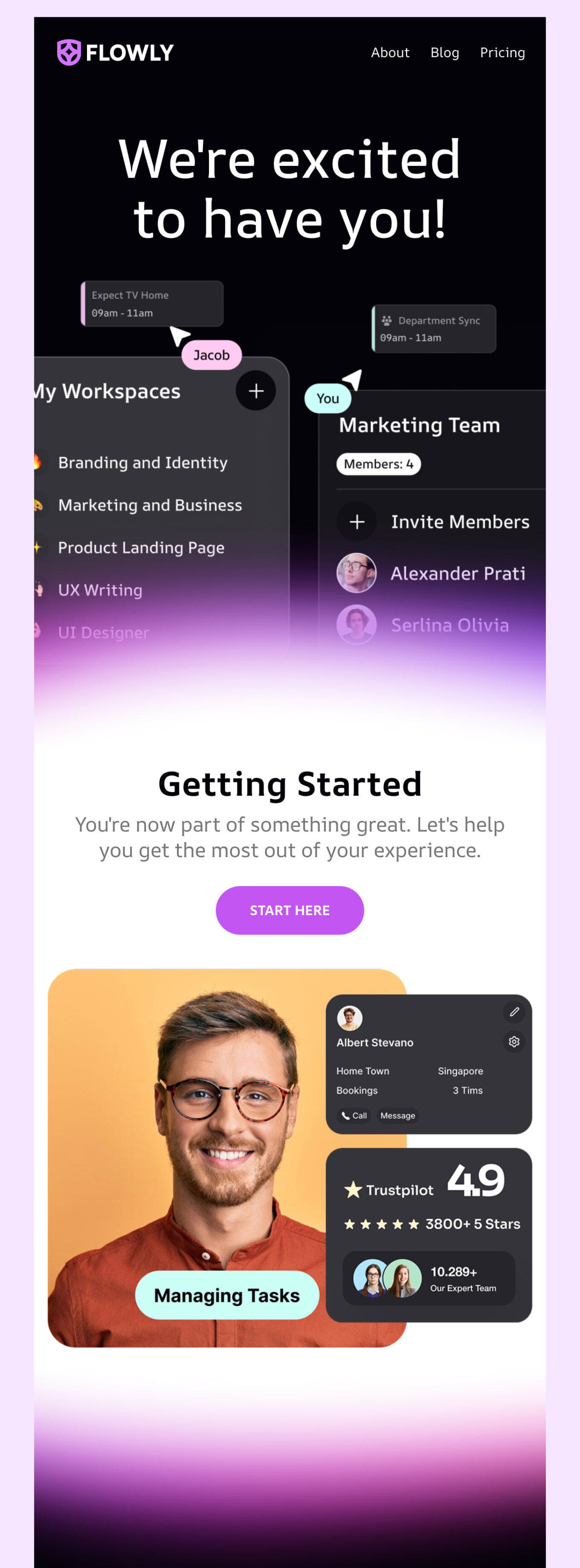 Flowly's email template example