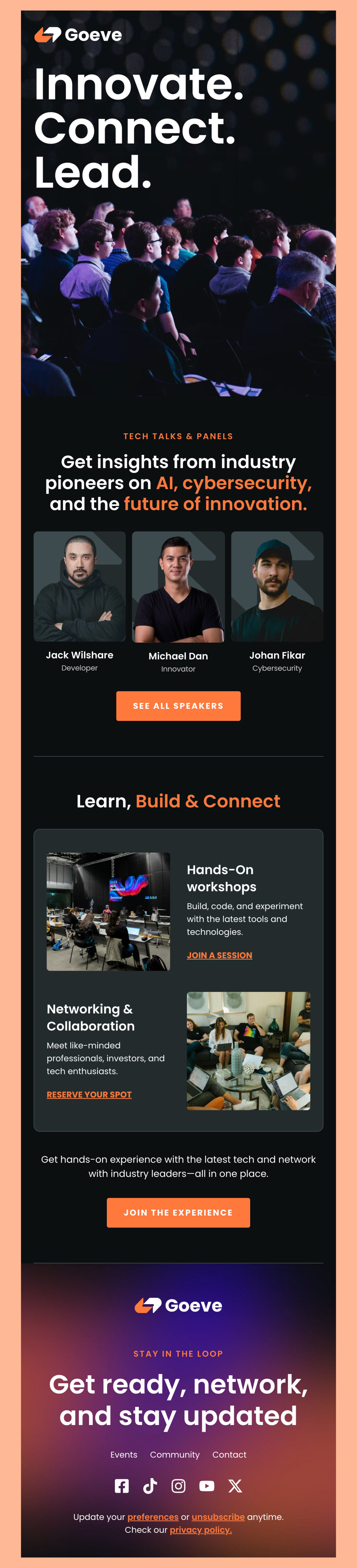 Goeve's webinar invitation email