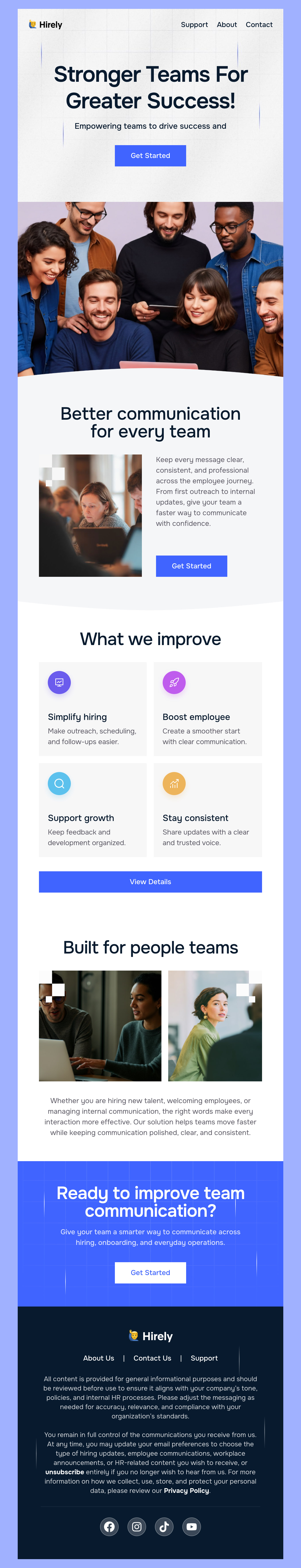 Hirely - HR Email Template for Recruitment and Team Communication
