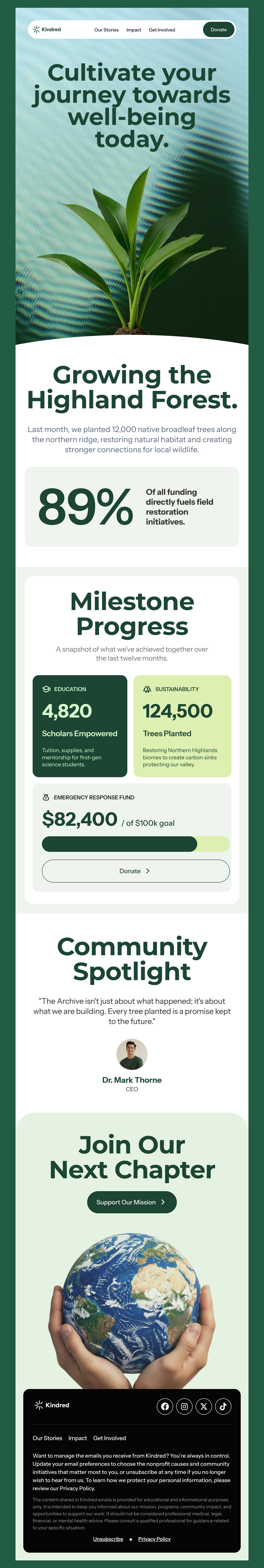 Kindred - Nonprofit Email Template for Environmental Fundraising
