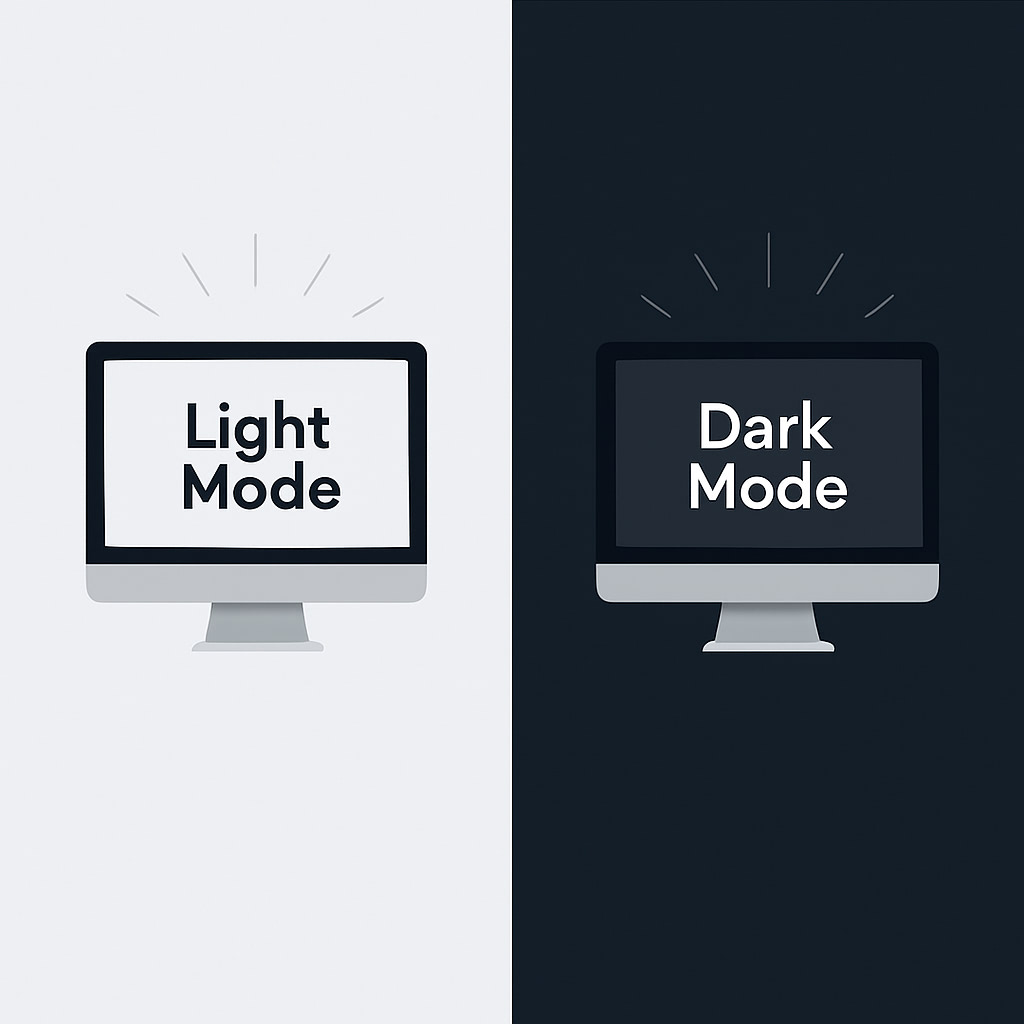 how look light mode and dark mode on a screen