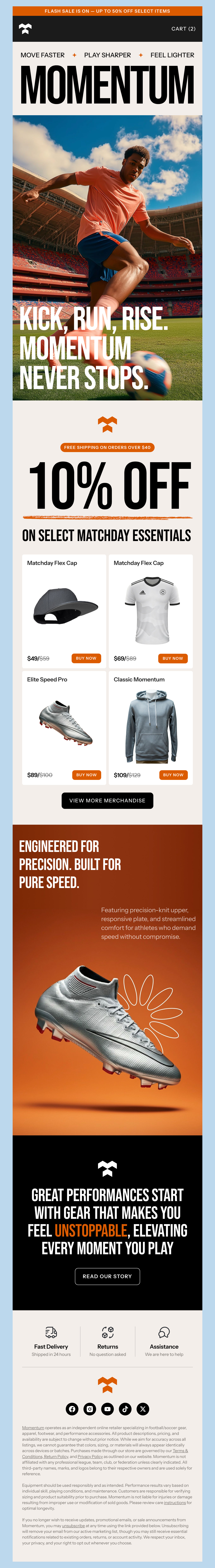 Momentum – Performance Sportswear & Matchday Promotion Email Template