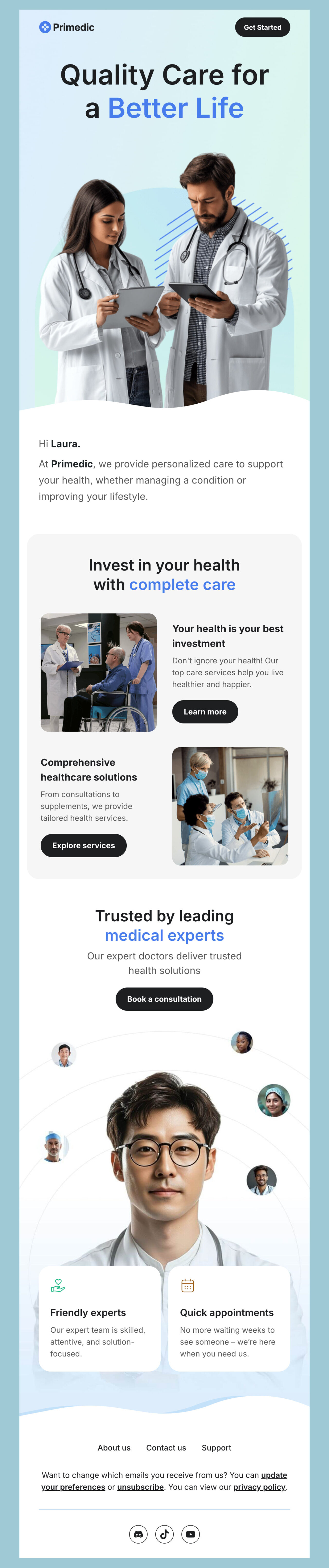 Email newsletter template for healthcare industry