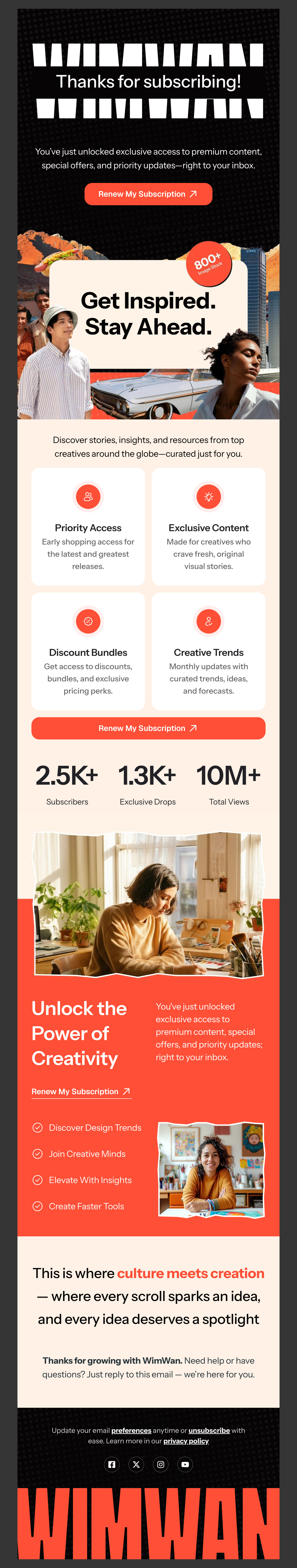 Wimwan - Creative Subscription Welcome Email Template
