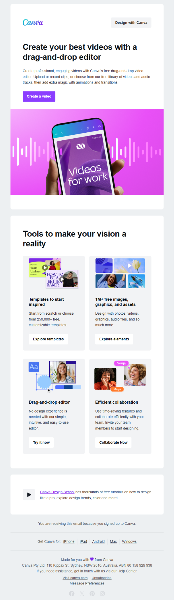 Canva email newsletter example