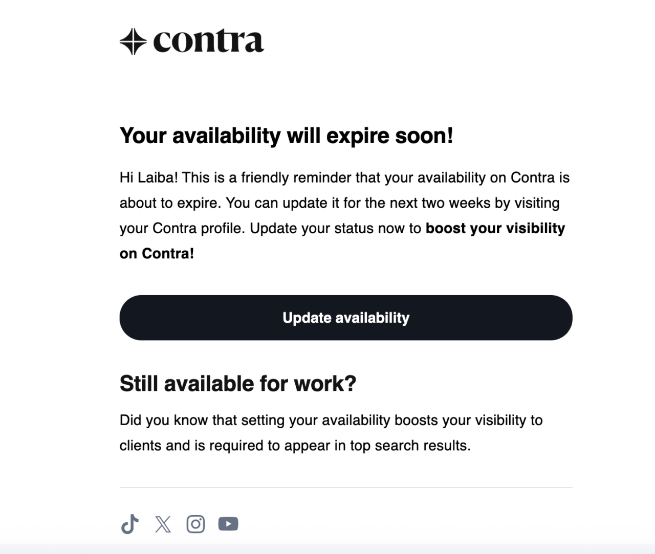 Contra's follow-up email example