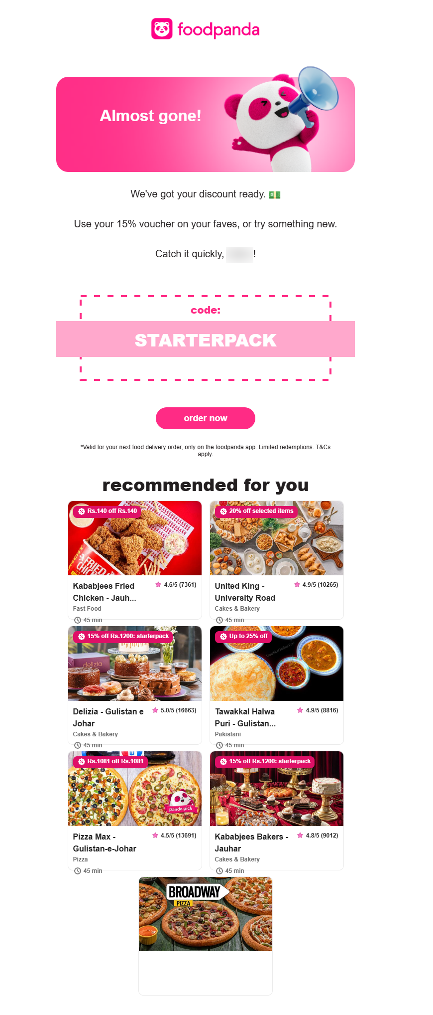 foodpanda email newsletter example