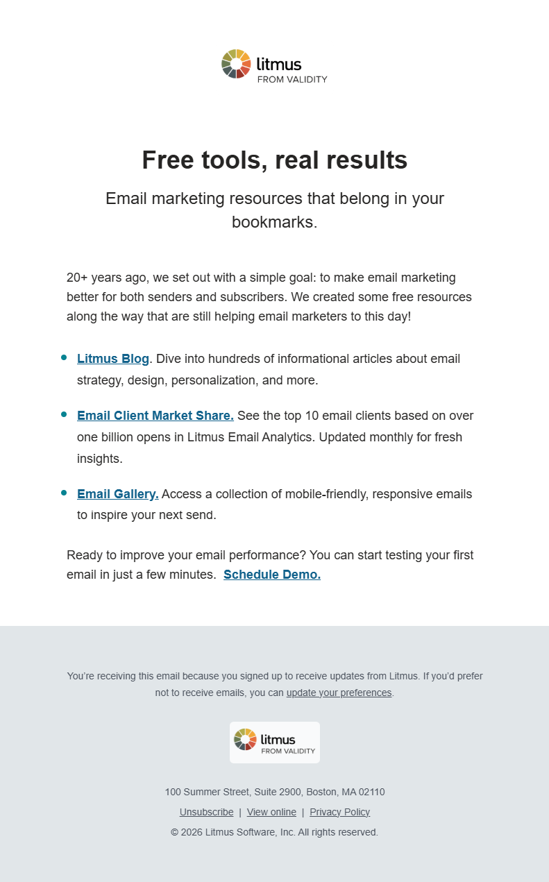Litmus email newsletter example