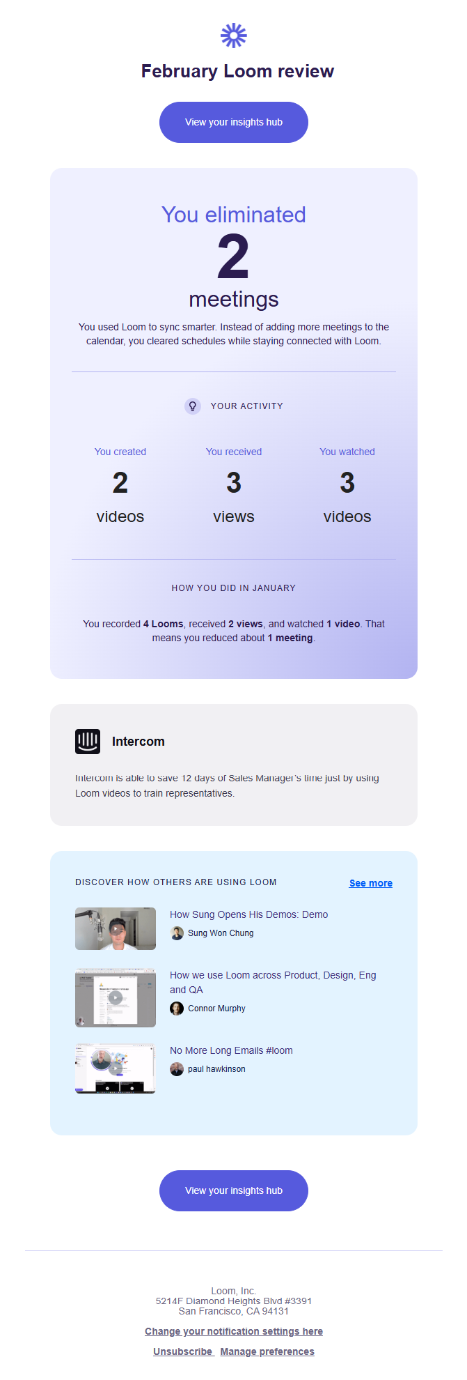 Loom email newsletter example