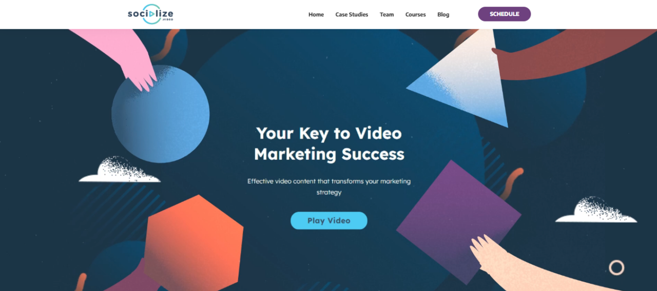 Socialize Video's static website's homepage