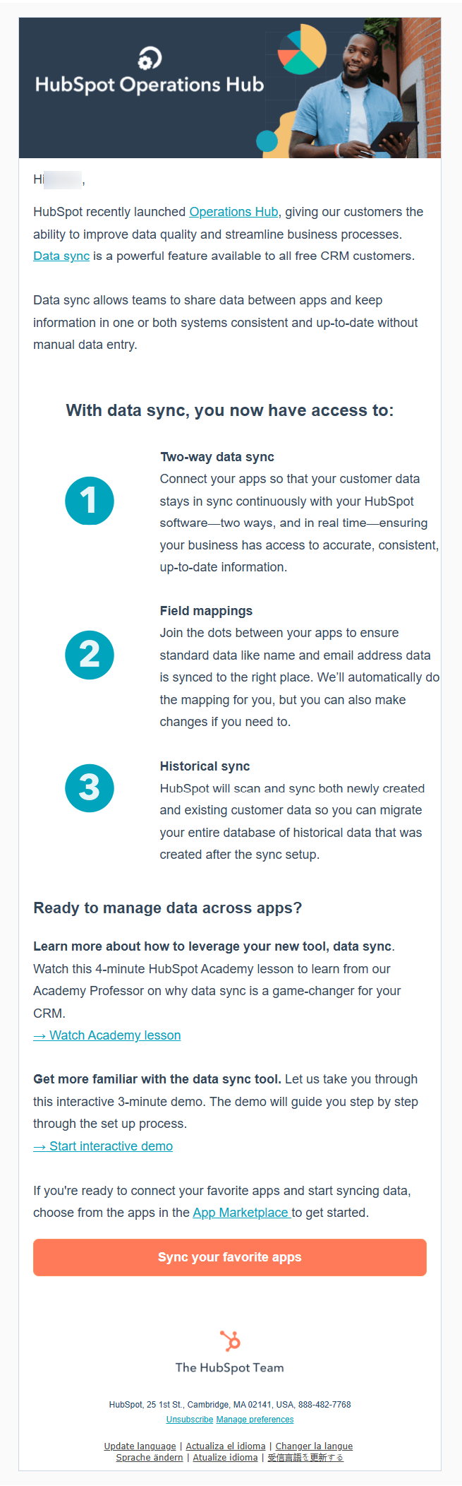 HubSpot email newsletter example