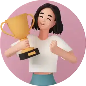 happy young women with trophy cup