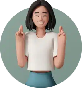happy girl crossing her fingers
