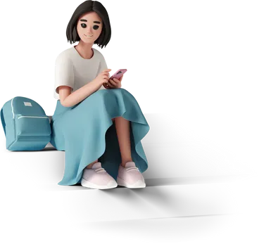 Female student on bench with backpack, ready for using assignment writing service