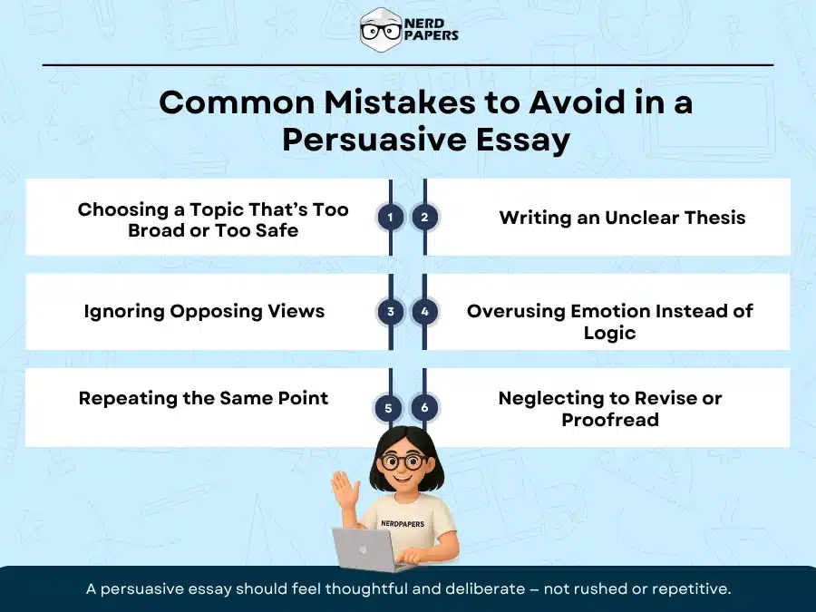 Common mistakes students make in persuasive essay writing explained by Nerdpapers.