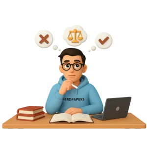 Expert writer thinking about arguments and logic for argumentative essay writing service.