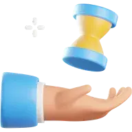 A 3d hand holding an hourglass showcasing on time delivery.