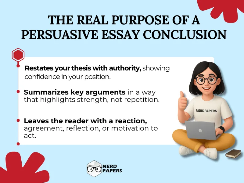 The real purpose of a persuasive essay conclusion explained for students.