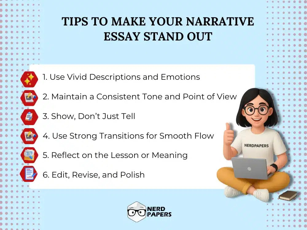 Tips to make your narrative essay stand out with vivid language and emotional storytelling.