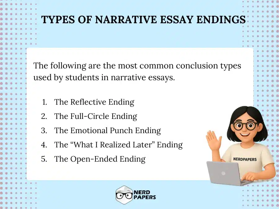 Different types of narrative essay endings for students.