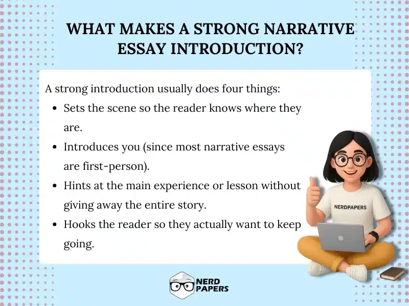 What makes a strong narrative essay introduction.